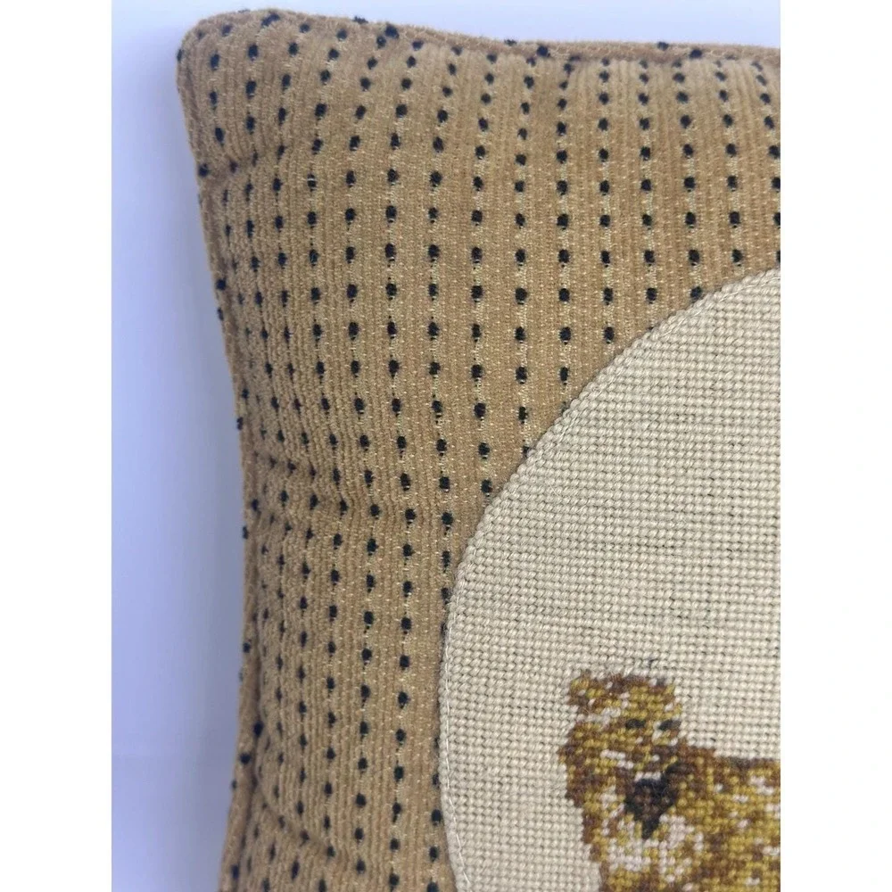 Centrum Needlepoint Cheetah Pillow Tan Animal Print Safari Jungle Decor Square